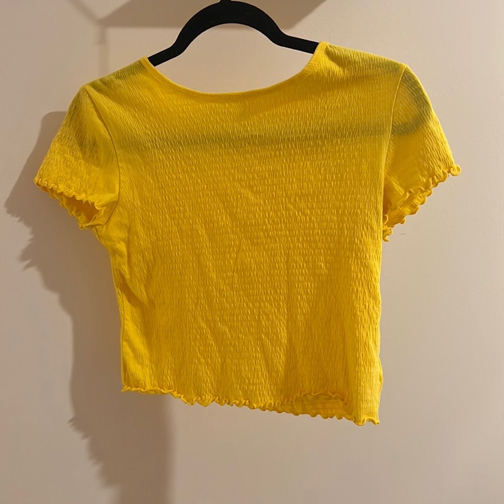 yellow smocked crop top
